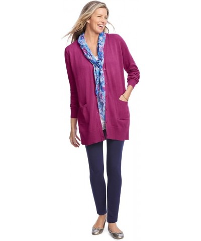 Women's Plus Size Perfect Longer-Length Cotton Cardigan Sweater Radiant Purple $22.13 Sweaters