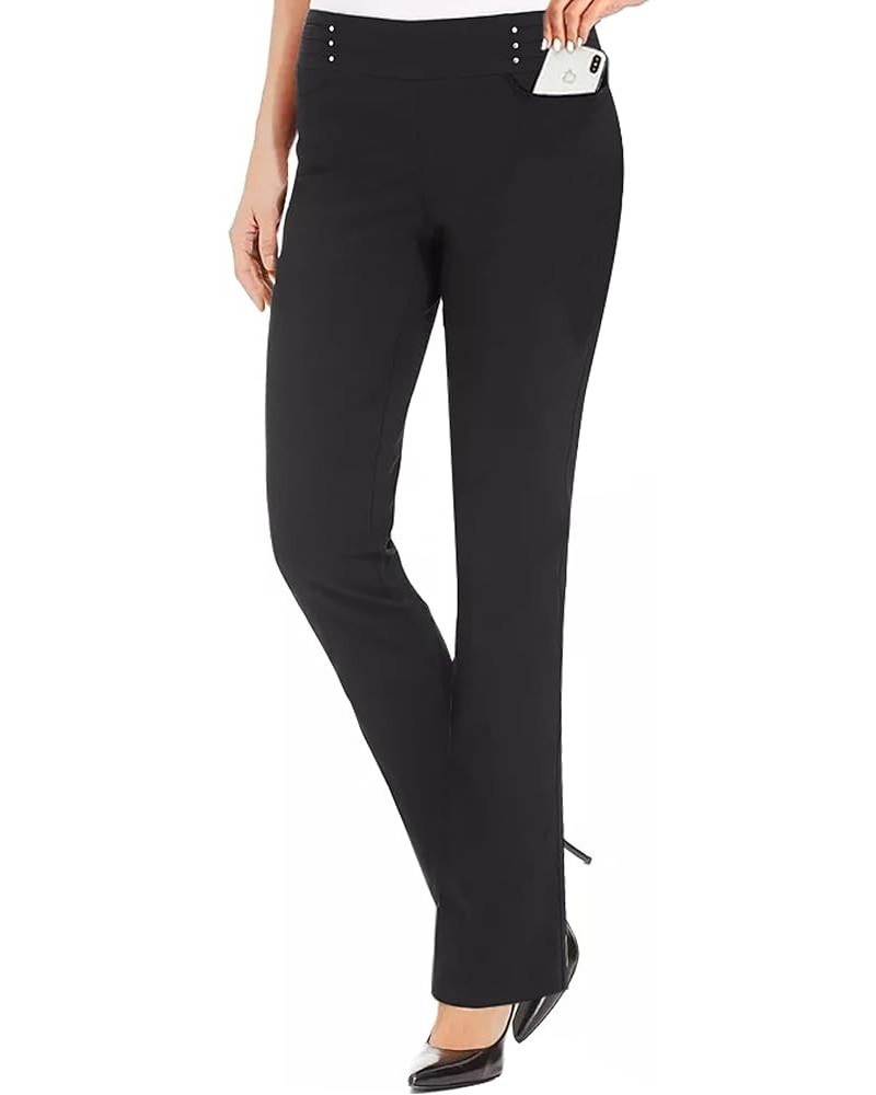 Women's Studded Dress Pants with 4 Pockets/Wrinkle Resistant High Waisted Slacks for Professional Wear Black $20.39 Pants