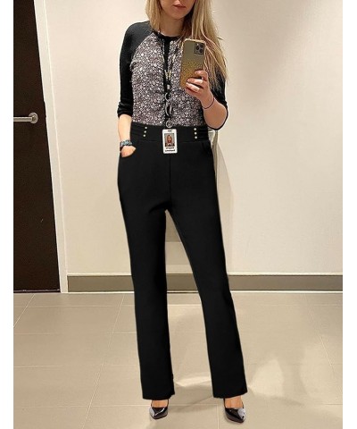 Women's Studded Dress Pants with 4 Pockets/Wrinkle Resistant High Waisted Slacks for Professional Wear Black $20.39 Pants