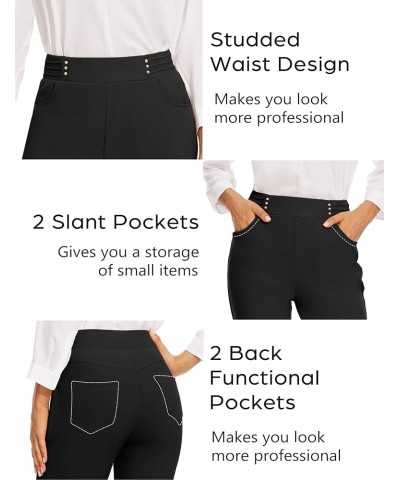 Women's Studded Dress Pants with 4 Pockets/Wrinkle Resistant High Waisted Slacks for Professional Wear Black $20.39 Pants