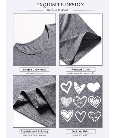 Women Valentines Day Cute Peach Hearts Graphic Shirts Round Neck Short Sleeve Summer T-Shirts A3-dark Gray $11.28 T-Shirts