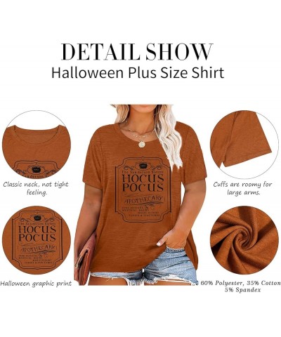 Women Plus Size Hocus Pocus Shirts Sanderson Sisters Graphic Tshirt Halloween Loose Fit Short Sleeve Tee Tops Brown1 $8.99 Tops