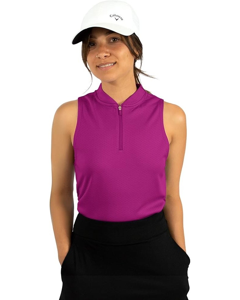 Womens Sleeveless Collarless Golf Polo Shirt with Zipper - Quick Dry Tank Tops for Women Sleeveless Zip Orchid Purple $10.37 ...