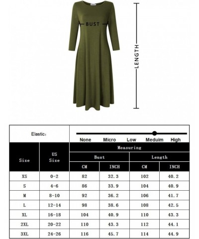 Women's Scoop Neck 3/4 Long Sleeve Pockets Loose Casual Midi Dress,(XXL RoyalBlue $11.60 Dresses