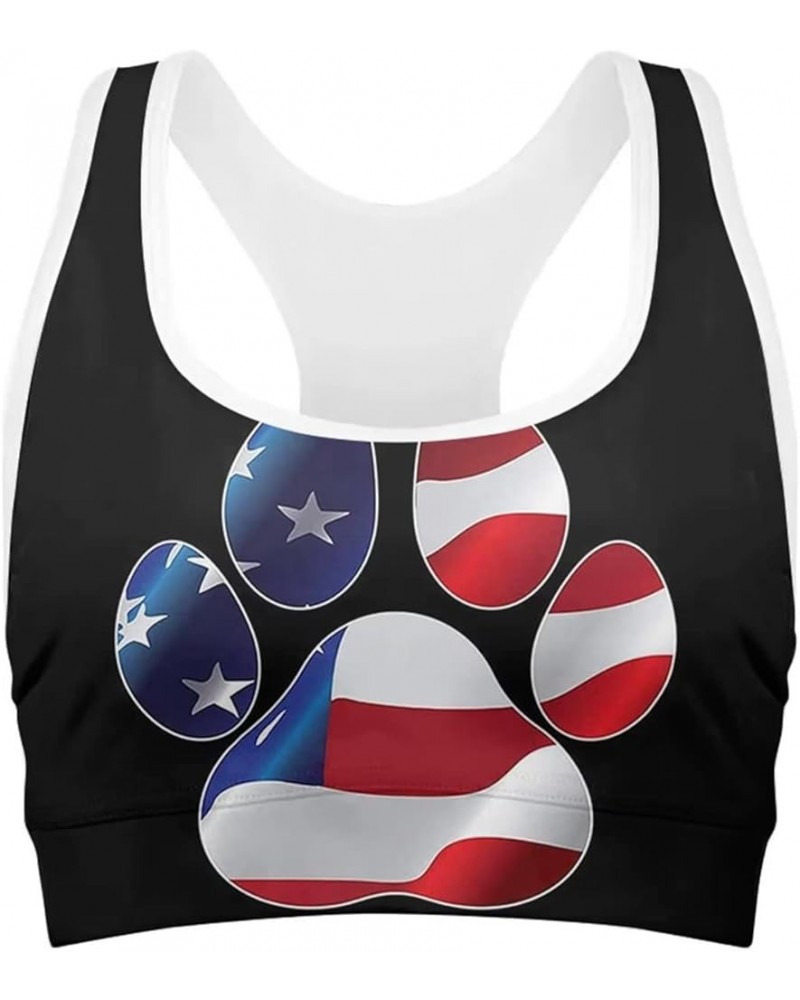 Sunflower Sports Bra for Women American Flag Paw $10.35 Lingerie