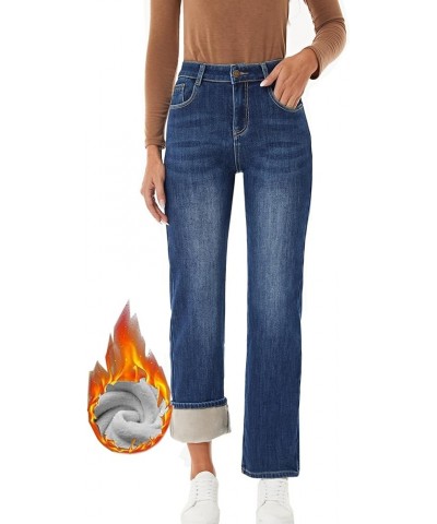 Women's Fleece Lined Jeans Winter Thermal Straight Leg Flannel Sherpa Warm Denim Jean Classic Blue $28.12 Jeans
