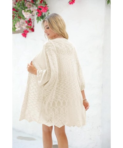 Womens Open Front Knit Sheer Cardigans Summer Boho Lightweight Long Sleeve Kimono Long Sweater A-beige $19.88 Sweaters