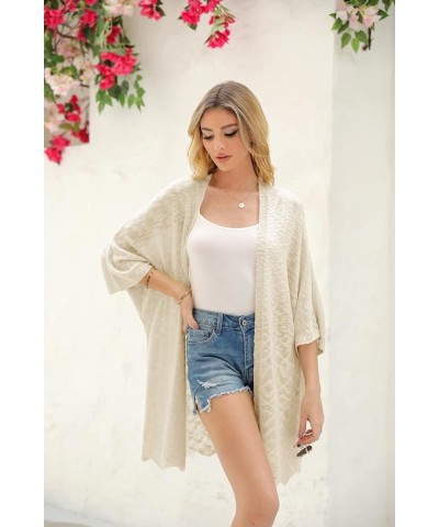 Womens Open Front Knit Sheer Cardigans Summer Boho Lightweight Long Sleeve Kimono Long Sweater A-beige $19.88 Sweaters