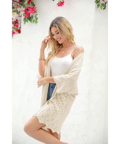 Womens Open Front Knit Sheer Cardigans Summer Boho Lightweight Long Sleeve Kimono Long Sweater A-beige $19.88 Sweaters