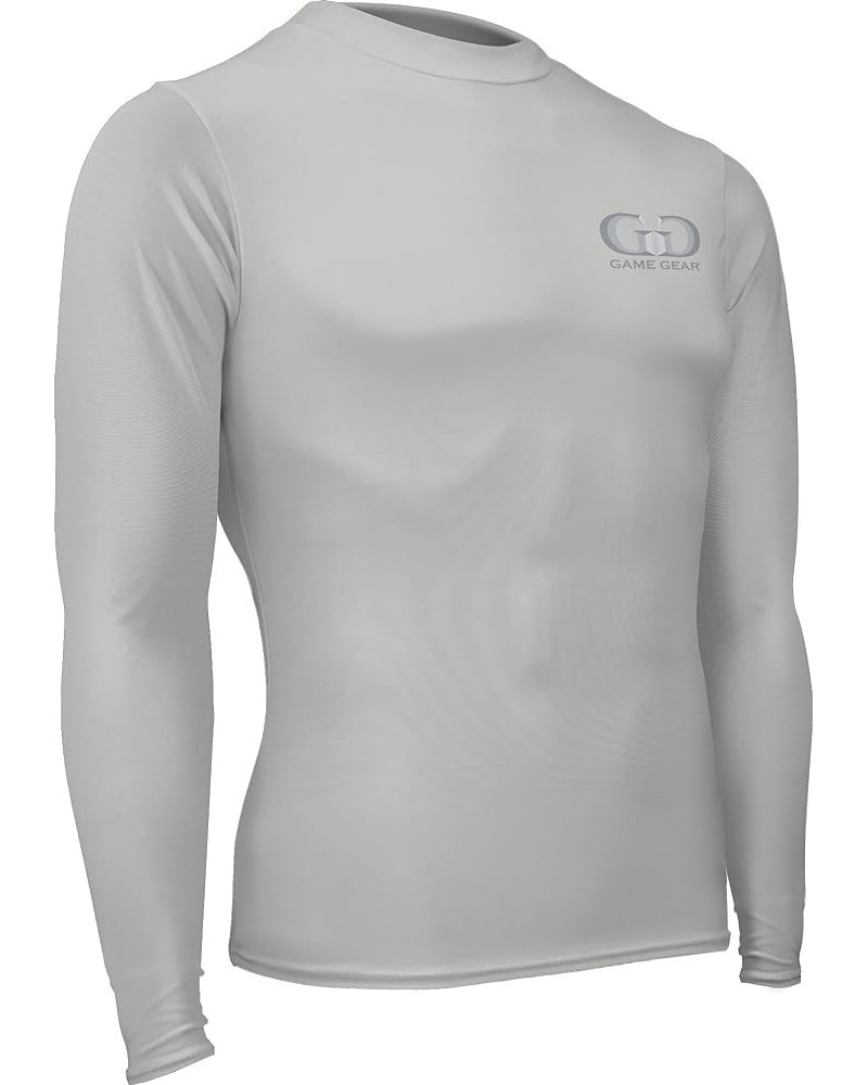 HT-603L-CB Men’s and Women’s Athletic Compression Long Sleeve Crew Neck Shirt Grey $15.30 Tops