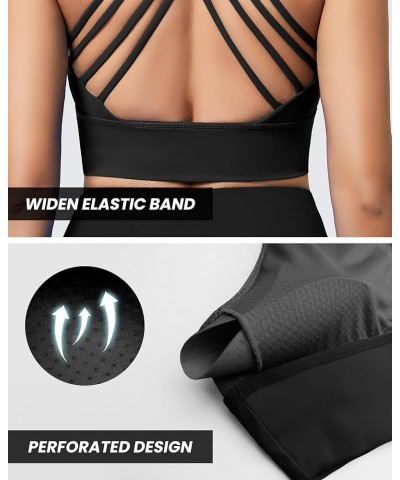 Strappy Sports Bra for Women Medium Support Yoga Bra Longline Crisscross Back Padded Bra Gym Workout Crop Top 1 Black $14.33 ...