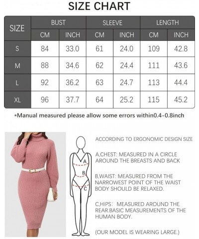 Women's Midi Sweater Dress Loose Fit Turtleneck Long Sleeve Knit Pullover Sweater Dresses Solid Pink $19.35 Sweaters