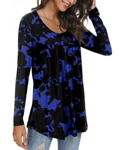 Women's Casual Long Sleeve Ruffle Tunic Tops Loose T Shirt Blouse for Leggings Long Purple Flowers $11.75 Tops