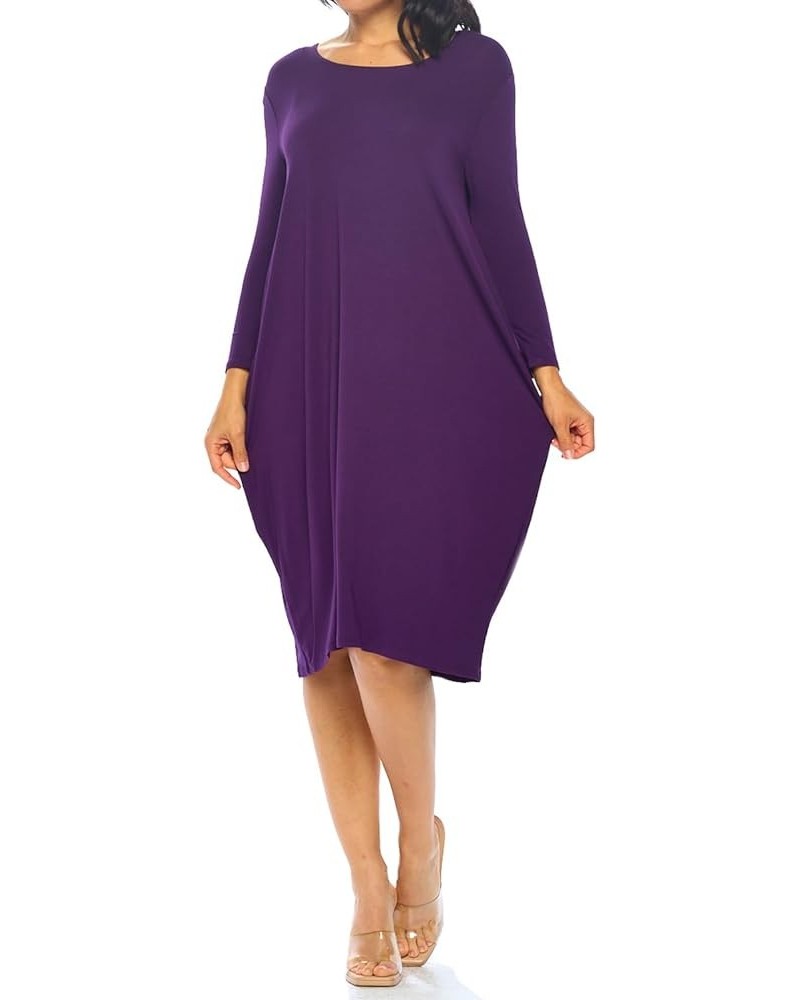 Women's Side Drape Midi Dress Loose Casual Formal Eggplant $12.99 Dresses