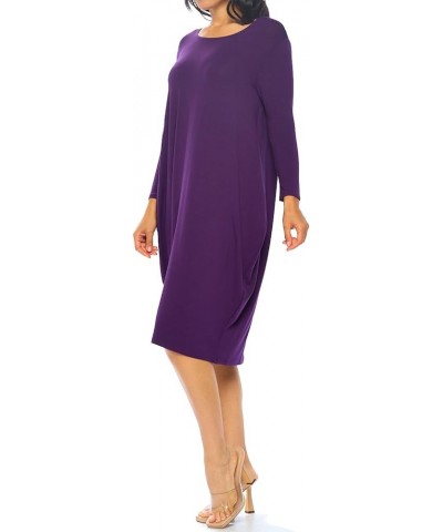 Women's Side Drape Midi Dress Loose Casual Formal Eggplant $12.99 Dresses