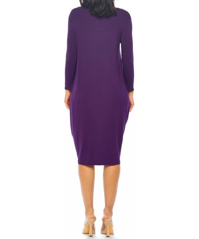 Women's Side Drape Midi Dress Loose Casual Formal Eggplant $12.99 Dresses