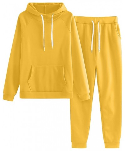 Plus Size Two Piece Sets For Women Casual Letter Graphic Hooded Sweatshirt Jogging Pant Sport Drawstring Tracksuits Yellow $1...