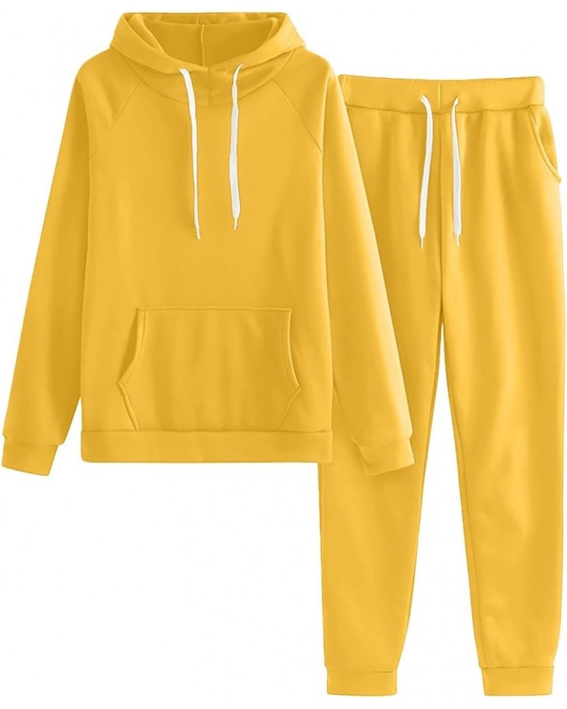 Plus Size Two Piece Sets For Women Casual Letter Graphic Hooded Sweatshirt Jogging Pant Sport Drawstring Tracksuits Yellow $1...