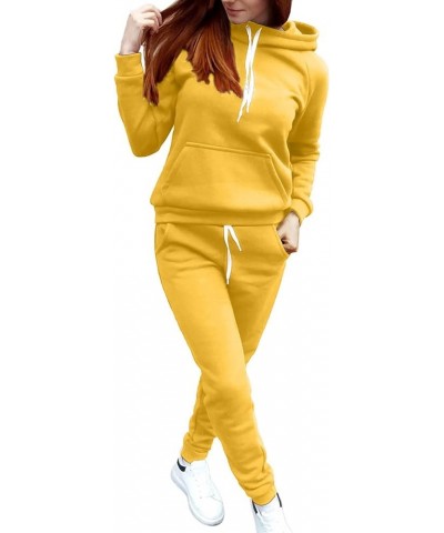 Plus Size Two Piece Sets For Women Casual Letter Graphic Hooded Sweatshirt Jogging Pant Sport Drawstring Tracksuits Yellow $1...