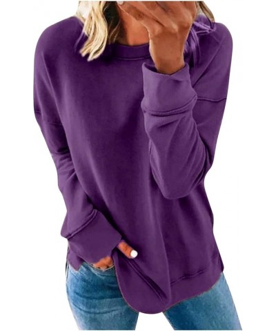 Womens Oversized Sweatshirts Long Sleeve Crewneck Loose Fit Pullover Tops 2023 Fall Clothes Comfy Y2k Tops Purple 6 $7.79 Hoo...