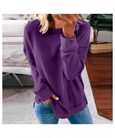 Womens Oversized Sweatshirts Long Sleeve Crewneck Loose Fit Pullover Tops 2023 Fall Clothes Comfy Y2k Tops Purple 6 $7.79 Hoo...