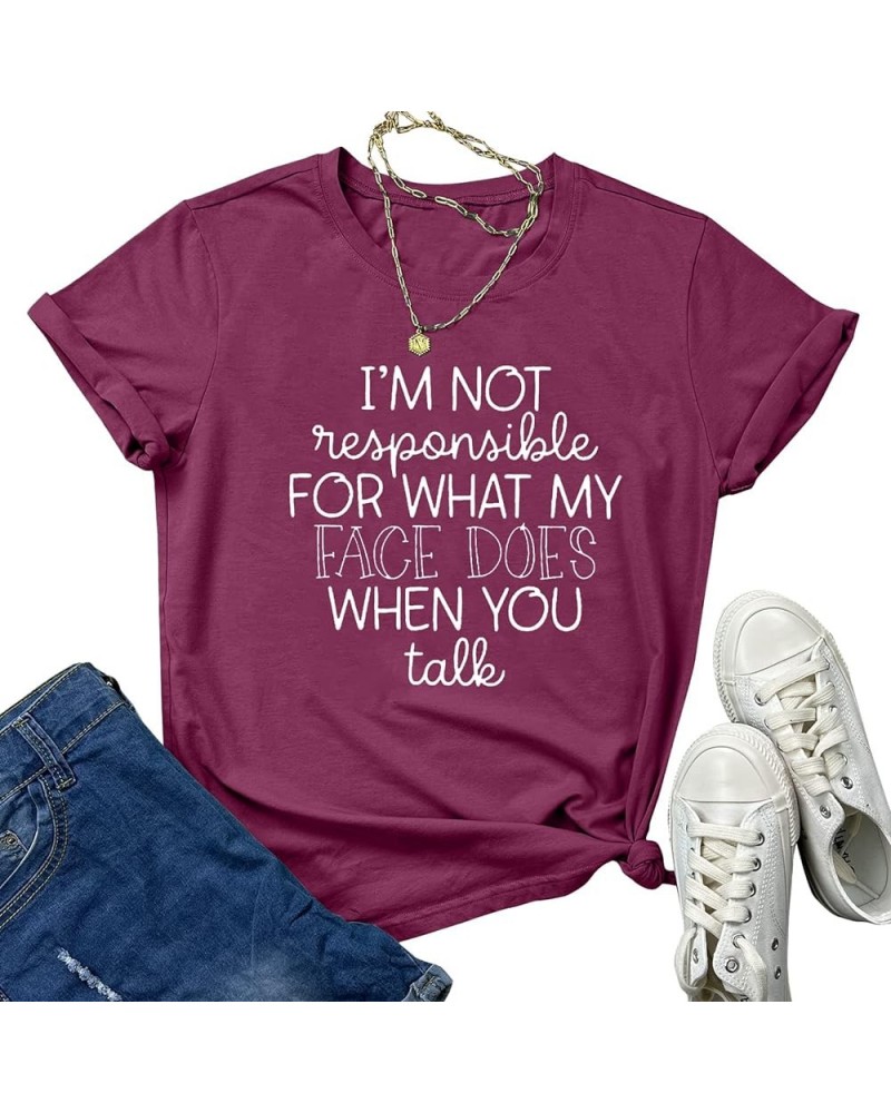 Im Not Responsible for What My Face Does Shirt Funny Sayings Teen Girl Shirts Women Novelty Sarcastic Graphic Tees Tops Purpl...