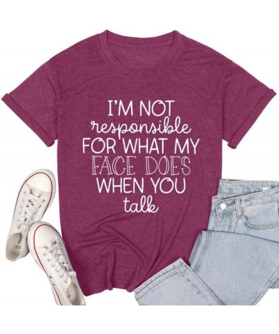 Im Not Responsible for What My Face Does Shirt Funny Sayings Teen Girl Shirts Women Novelty Sarcastic Graphic Tees Tops Purpl...