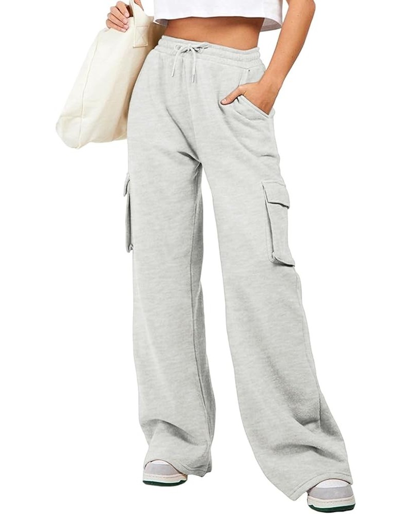 Women High Waisted Drawstring Wide Leg Cargo Pants 2024 Trendy Casual Baggy Joggers Pants with Pockets Light Grey $16.34 Acti...