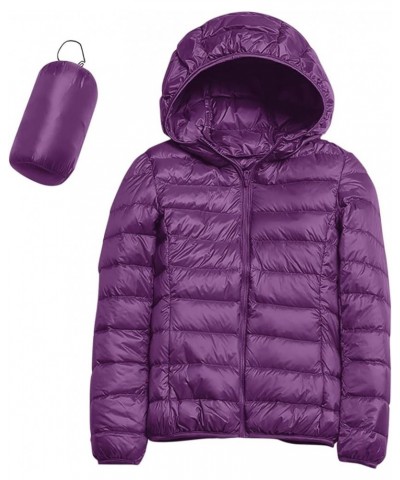 Women's Packable Puffer Jacket Lightweight Quilted Puffer Jacket Winter Warm Puffy Jacket with Stand Collar Xpurple $10.25 Ja...