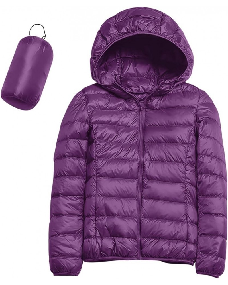 Women's Packable Puffer Jacket Lightweight Quilted Puffer Jacket Winter Warm Puffy Jacket with Stand Collar Xpurple $10.25 Ja...