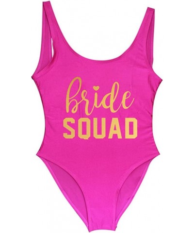 Bachelorette Party One Piece Swimsuit Bride & Bride Squad Lady Wedding Party Lining High Leg Women Swimsuit Swimwear Bikini B...
