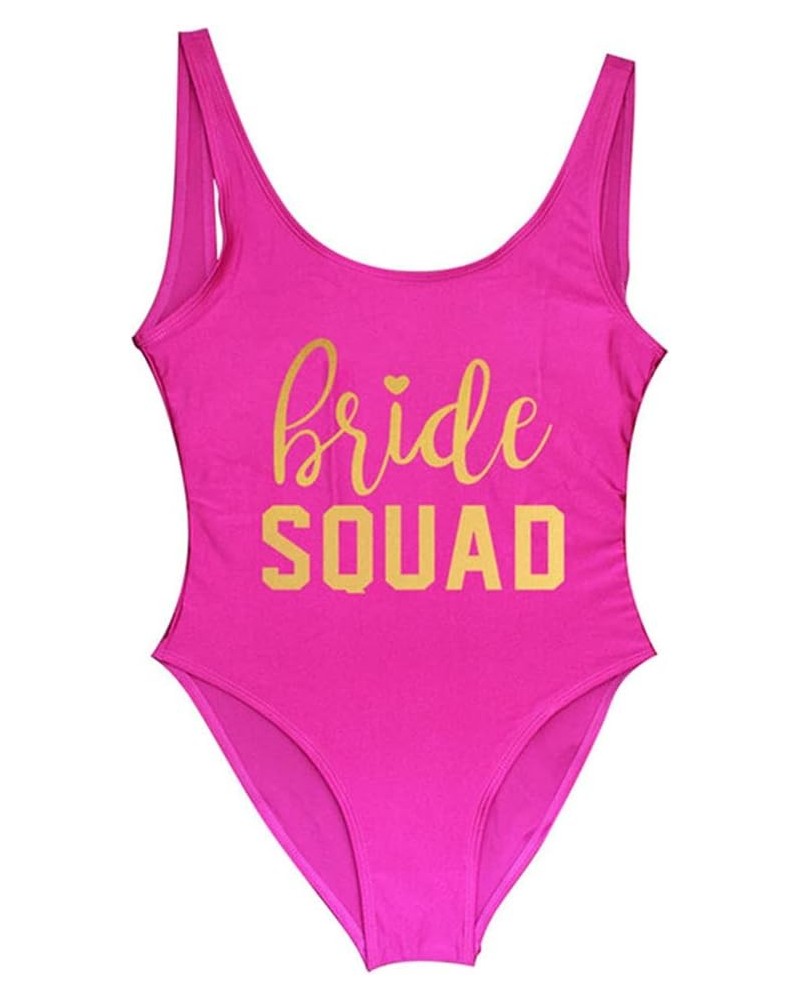 Bachelorette Party One Piece Swimsuit Bride & Bride Squad Lady Wedding Party Lining High Leg Women Swimsuit Swimwear Bikini B...