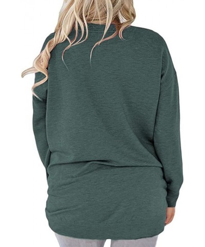 Plus-Size-Tops for Women Long Sleeve V Neck Shirts Oversized Pockets Tunics 04-dark Green $13.20 Tops