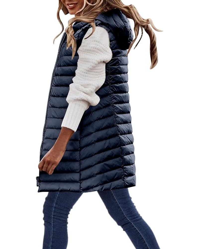 Womens Vests Fashion Women Warm Lightweight Jacket Hooded Windproof Winter Coat With Recycled Insulation Winter Z09132-navy $...