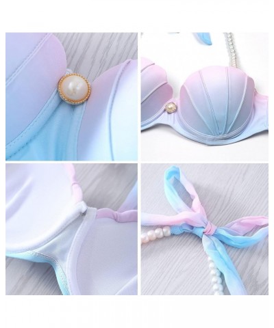 Mermaid Bikini Swimsuit Women Light Support Mermaid Seashell Bra Bathing Suits Pearls-cake $15.91 Swimsuits