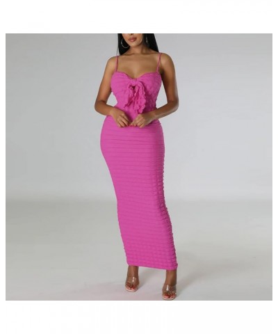 Women's Sexy Hollow Out Bodycon Dress Detachable Strap Twist Tube Top Solid Color Y2k Club Midi Dresses Red $16.00 Dresses