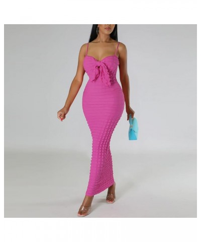 Women's Sexy Hollow Out Bodycon Dress Detachable Strap Twist Tube Top Solid Color Y2k Club Midi Dresses Red $16.00 Dresses