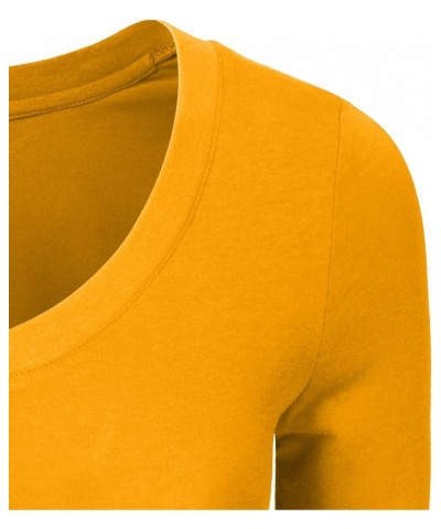 Womens Lightweight Comfy Elbow Sleeve V Neck T Shirt S-3XL Ochremustard $9.56 T-Shirts