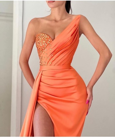 Women Beaded Formal Evening Gown High Slit Prom Party Dress Strapless Satin Wedding Guest Dress Sage Green $44.54 Dresses