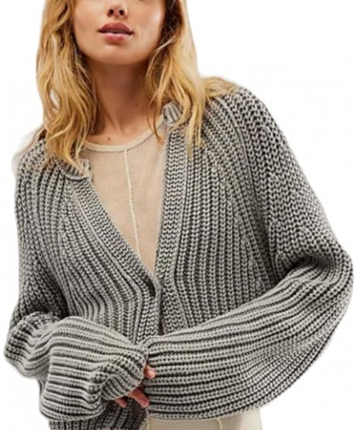 Women Fall Winter Striped Oversized Sweater Casual Long Sleeve Round Neck Loose Fit Knitwear Knit Tops C Grey $16.77 Sweaters