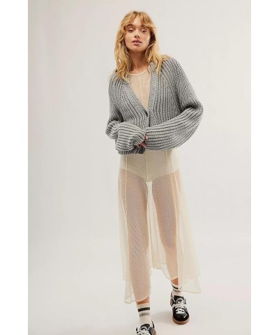 Women Fall Winter Striped Oversized Sweater Casual Long Sleeve Round Neck Loose Fit Knitwear Knit Tops C Grey $16.77 Sweaters