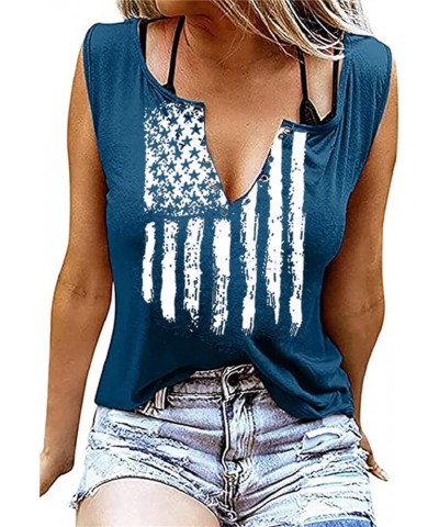 Women American Flag Shirt 4th of July Independence Day Tank Tops Stars Stripes USA Patriotic V Neck Sleeveless Tee Blue-b $8....