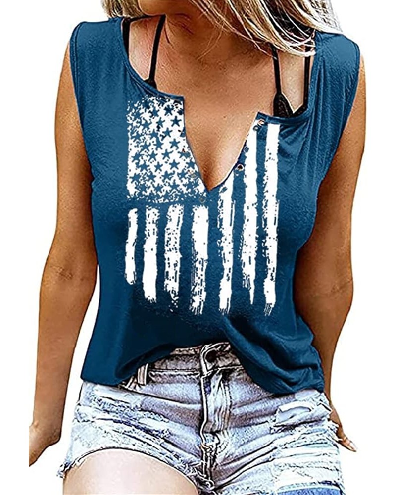 Women American Flag Shirt 4th of July Independence Day Tank Tops Stars Stripes USA Patriotic V Neck Sleeveless Tee Blue-b $8....