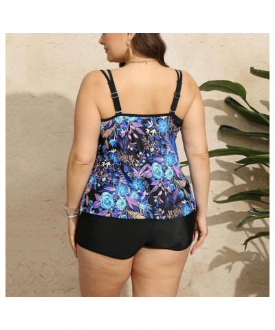 2024 Two Piece Plus Size Tankini Swimsuits for Women Sexy Trendy Flowy Bathing Suits with Shorts Tummy Bathing Suit Swimwear ...