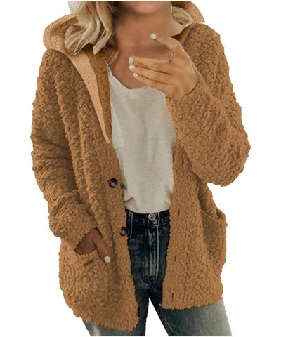 Winter Fleece Hoodie for Women Button Down Fluffy Coats Oversized Fuzzy Sweatshirt With Hood 2024 4-brown Black Friday Deals ...