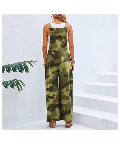 Womens Overalls Loose Sleeveless Spaghetti Strap Wide Leg Jumpsuits Long Pants Baggy Rompers with Pockets 03-army Green $12.5...