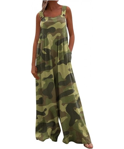 Womens Overalls Loose Sleeveless Spaghetti Strap Wide Leg Jumpsuits Long Pants Baggy Rompers with Pockets 03-army Green $12.5...