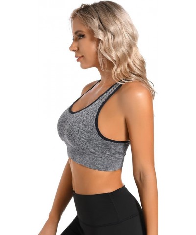 Sports Bras for Women Medium Impact Support Workout Racerback Seamless Gym Activewear Running Fitness Yoga Bra Blue+grey+rose...