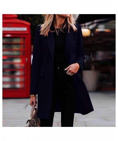 Women's Trench Coat 2023 Fall Winter Trendy Plus Size Overcoat Classic Lapel Open Front Cardigan Wool Outwerar M-4XL Z3-navy ...