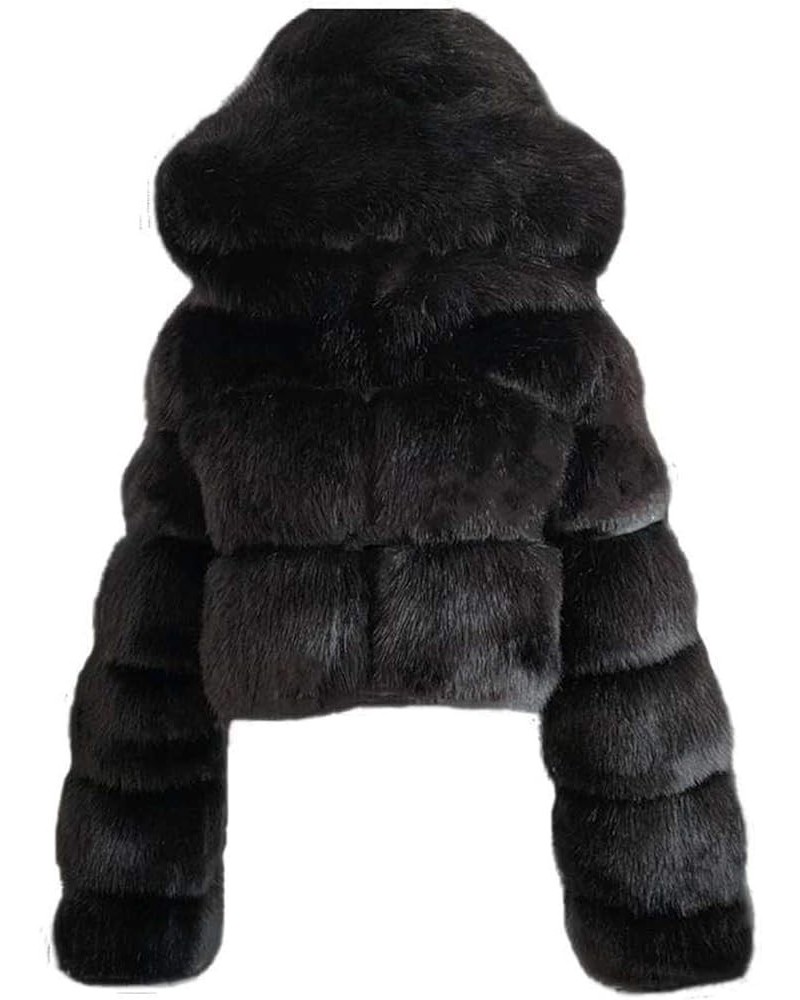 Women's Faux Fur Cropped Jacket 2023 Fall Winter Soft Long Sleeve Open Front Fluffy Short Coat Outerwear Black $18.45 Coats